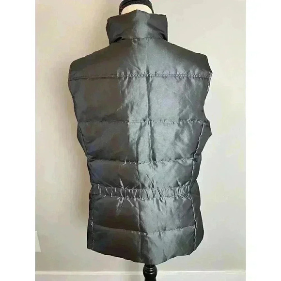 Lands' End Down Feather Puffer Vest Shiny Gray Full Zip Women's Size M - Picture 4 of 16